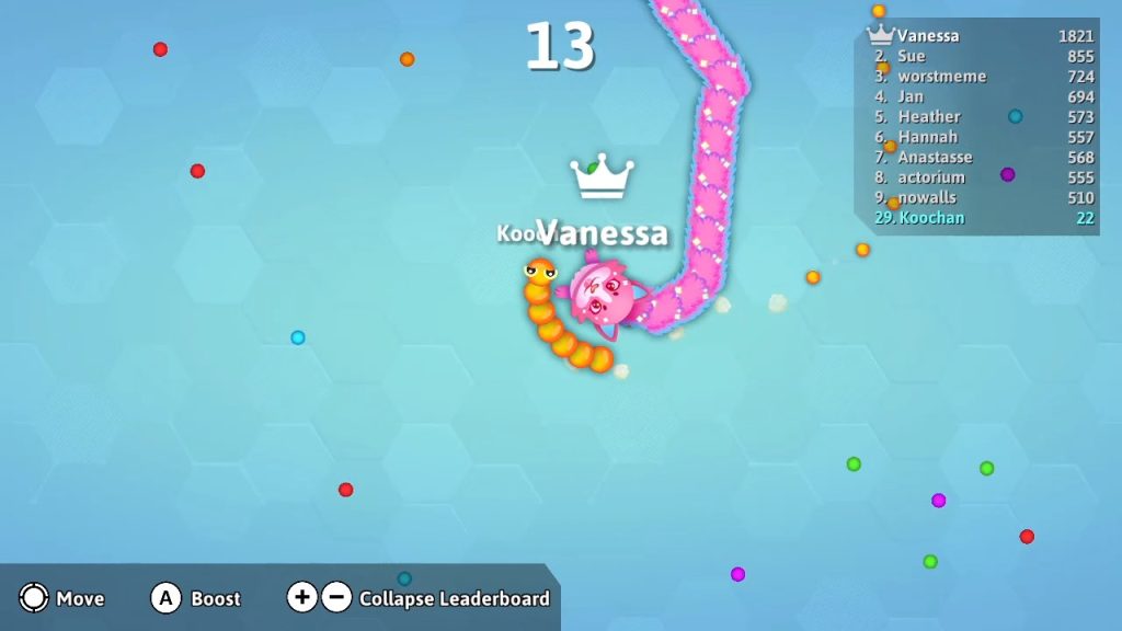 How to Dominate Snake.io on Nintendo Switch? 2 A screenshot of Snake.io with 2 snakes