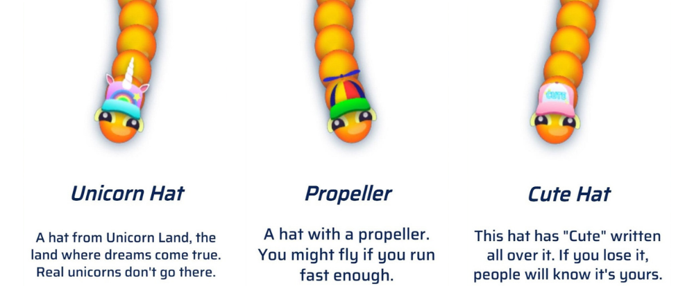 Must-Have Snake.io Accessories To Make You Stand Out 1 Head accessory preview for Unicorn Hat, Propeller, Cute Hat