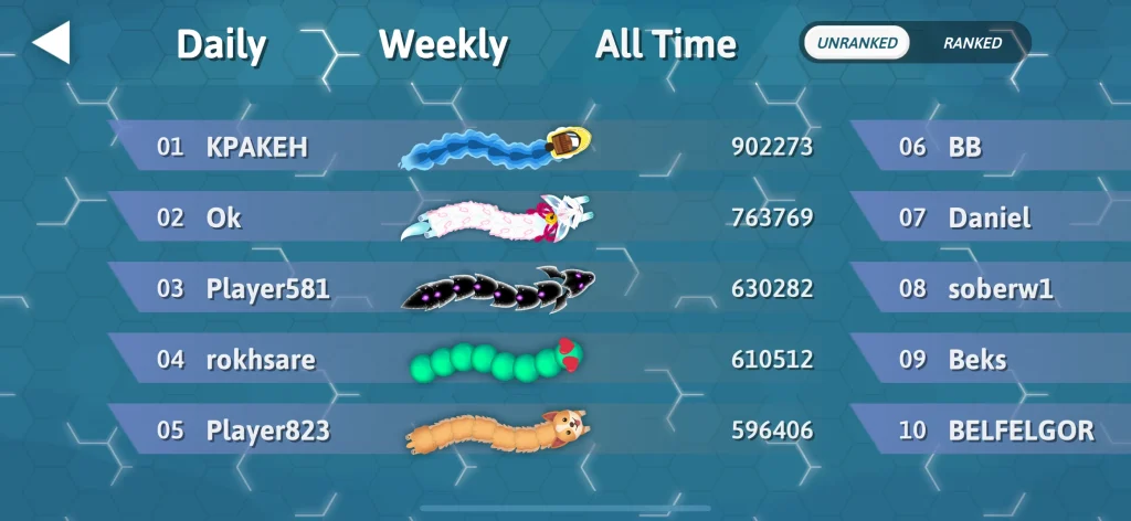 From Classic Snake to Snake.io: The Evolution of a Timeless Game 5 Snake.io Leaderboards screenshot