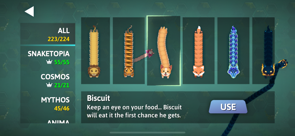 Celebrate World Animal Day with Snake.io! 2 Screenshot of Snake.io's skin picker screen