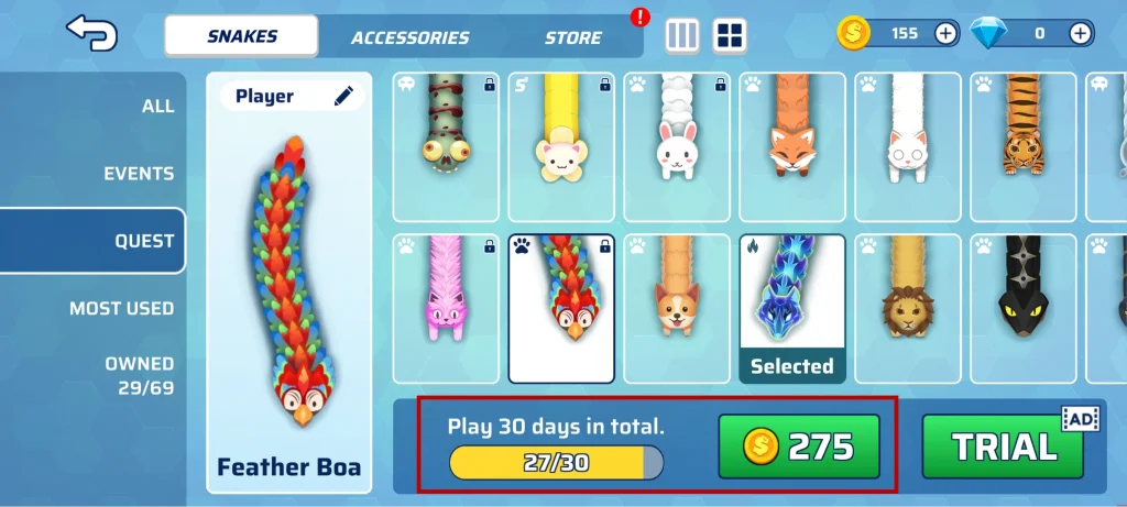 snake.io gameplay store skin selection